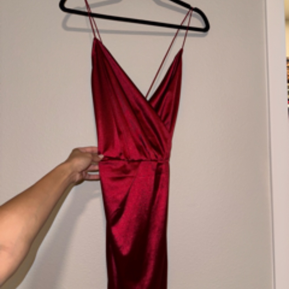Fashion Nova Red Satin Dress (S)